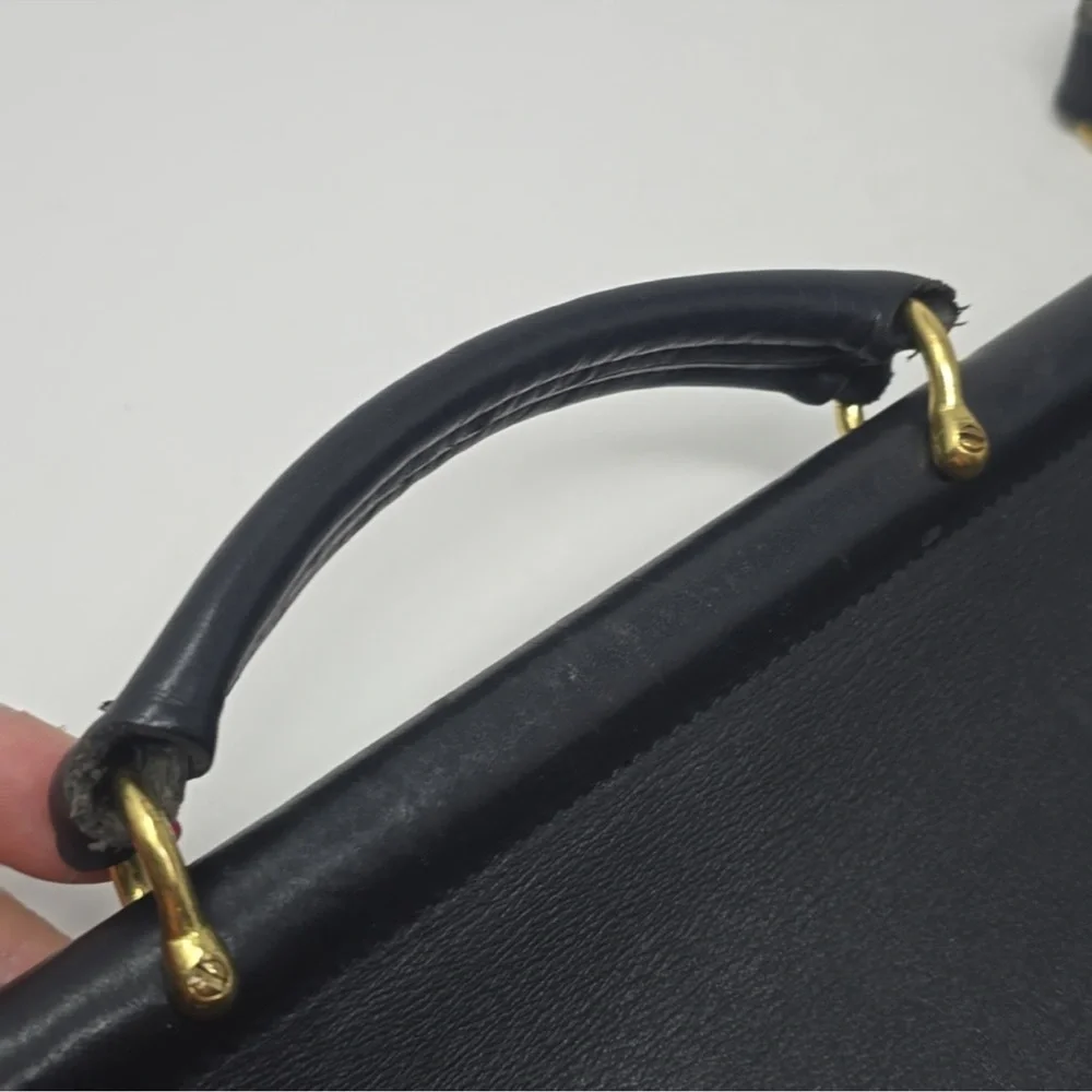 Jack Georges Black Leather Briefcase